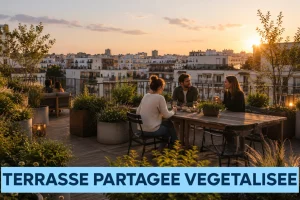 Deux terrasses une vraie piece de vie et le parc a proximite Paris 18e 2 large